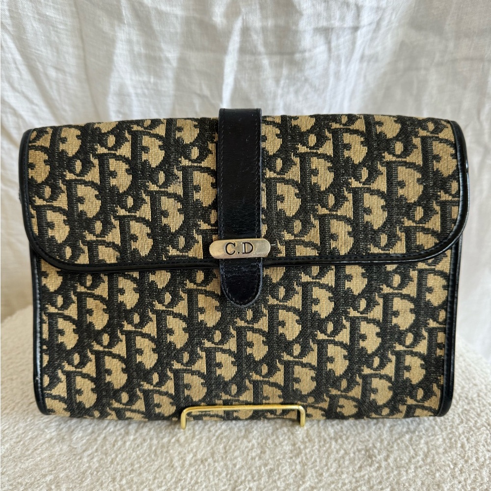 Vintage Christian Dior Montaigne Blue Oblique Canvas Handbag